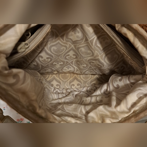 Vintage 90s Brighton Tan Jute Neutral Boho Casual Handbag Satchel Purse Bag - Picture 9 of 16